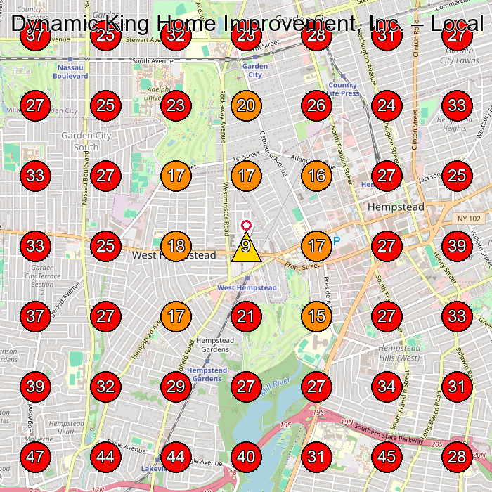 Dynamic King Home Improvement, Inc. GeoGrid visibility map for General Contractor in West Hempstead